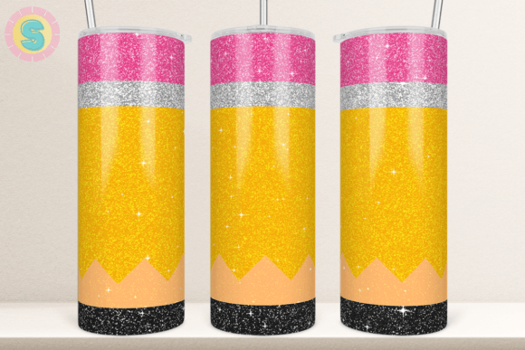 Pencil Teacher School Glitter Tumbler Graphics